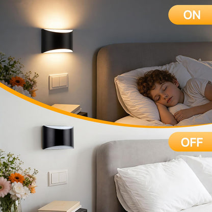 Modern LED Wall Sconce Set of 2, Matte Black Indoor Wall Lighting Fixture with 3 Colors Temperatures, 10W Up/Down Hardwired Wall Mount Lamp for Bedroom Living Room Hallway